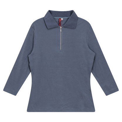 Zip Henley Collar Top