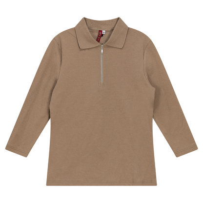 Zip Henley Collar Top