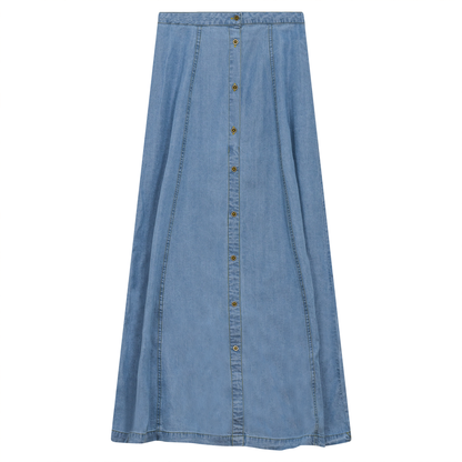 Woven Denim Maxi Skirt