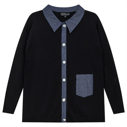 Maternity Rib Knit Color Blocked Jacket