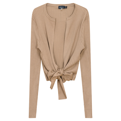 Cropped Tie Cardigan