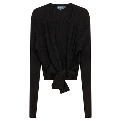 Cropped Tie Cardigan