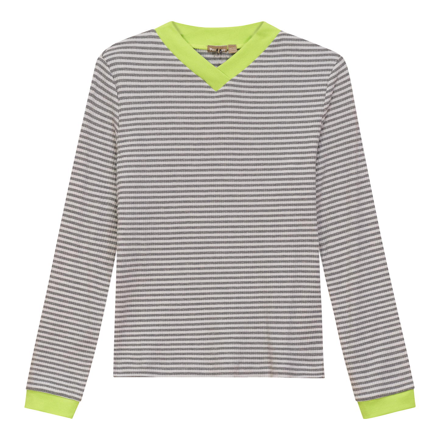 Striped V Neck Contrast Tee