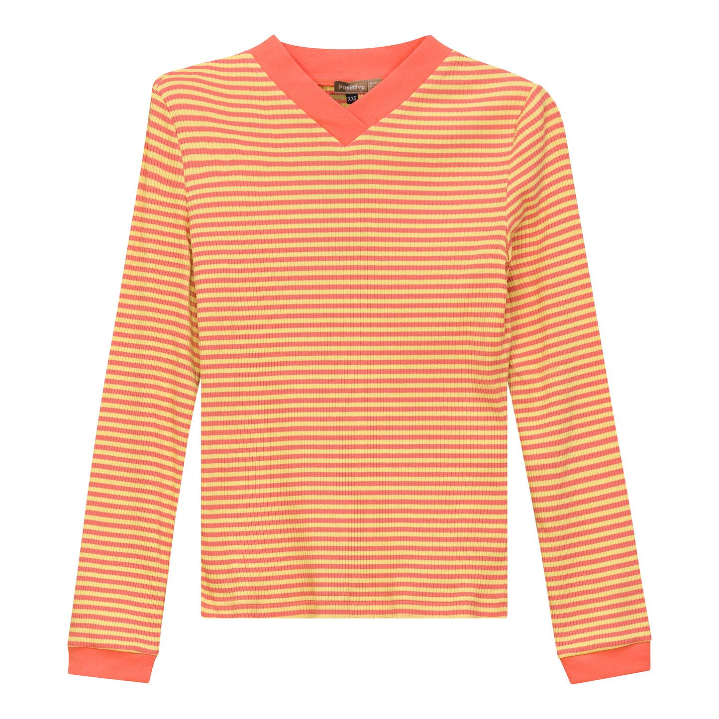 Striped V Neck Contrast Tee