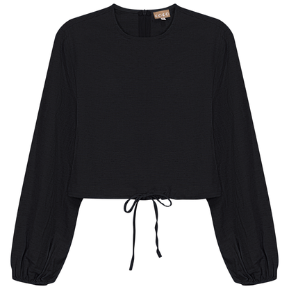 Cropped Linen Scrunch Tie Top