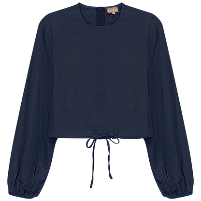 Cropped Linen Scrunch Tie Top