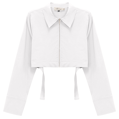 Cotton Cropped Ribbon Jacket
