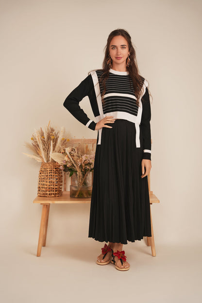Striped Belt Sweater