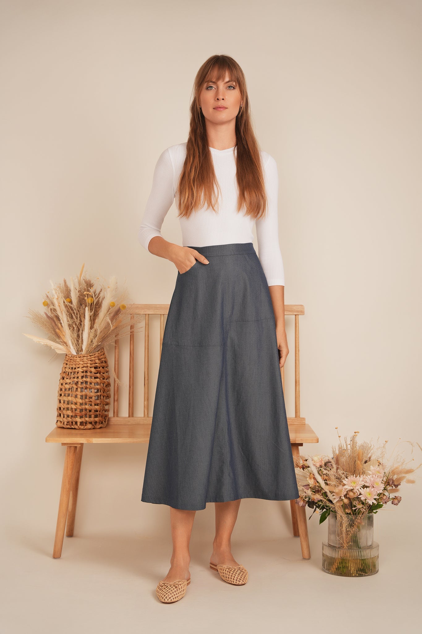 Denim Flare Skirt