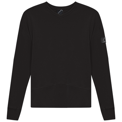 V Neck Sweatshirt Rib Combo