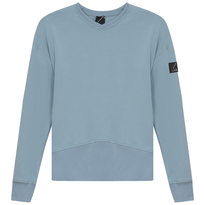 V Neck Sweatshirt Rib Combo