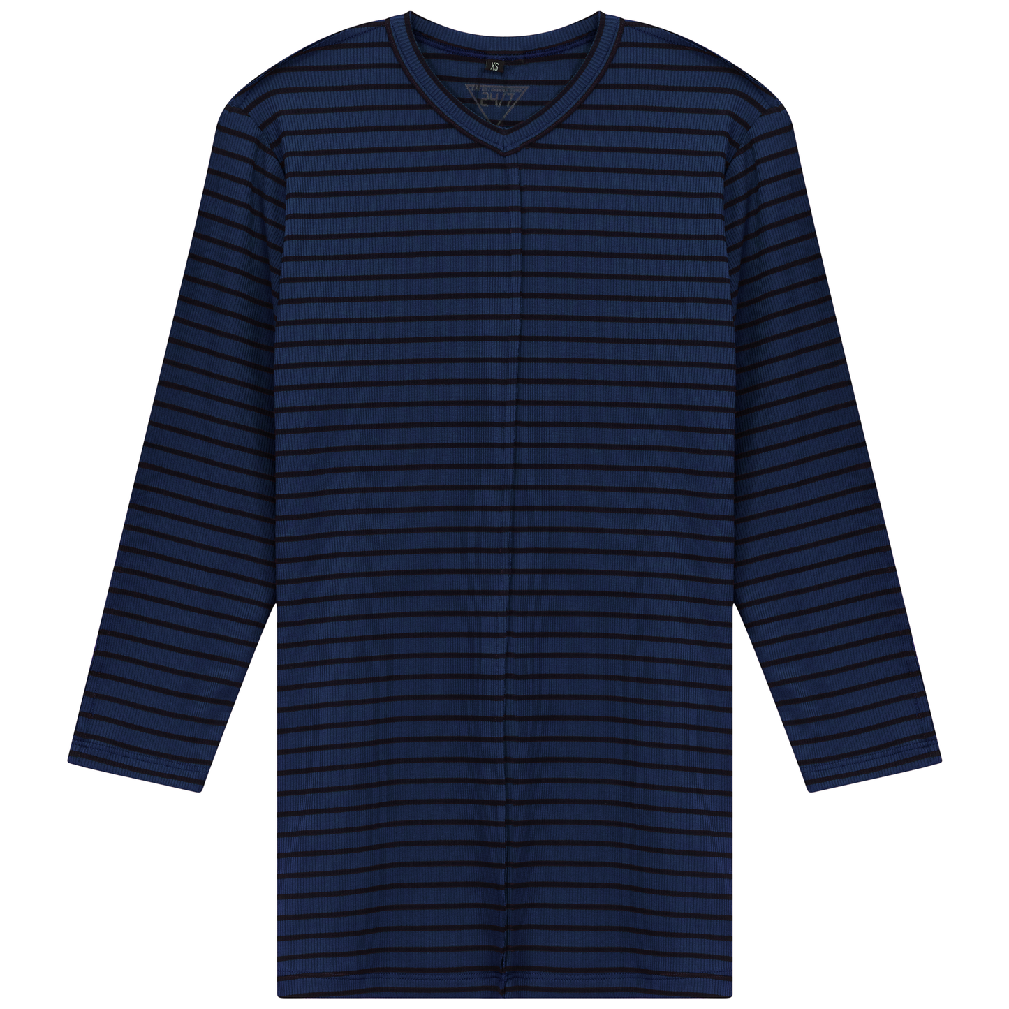 Striped Ribbed V Neck Tee