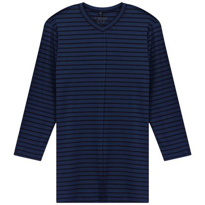 Striped Ribbed V Neck Tee