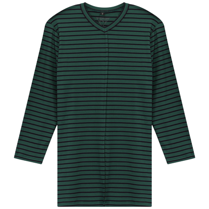 Striped Ribbed V Neck Tee
