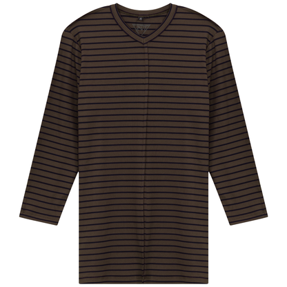 Striped Ribbed V Neck Tee
