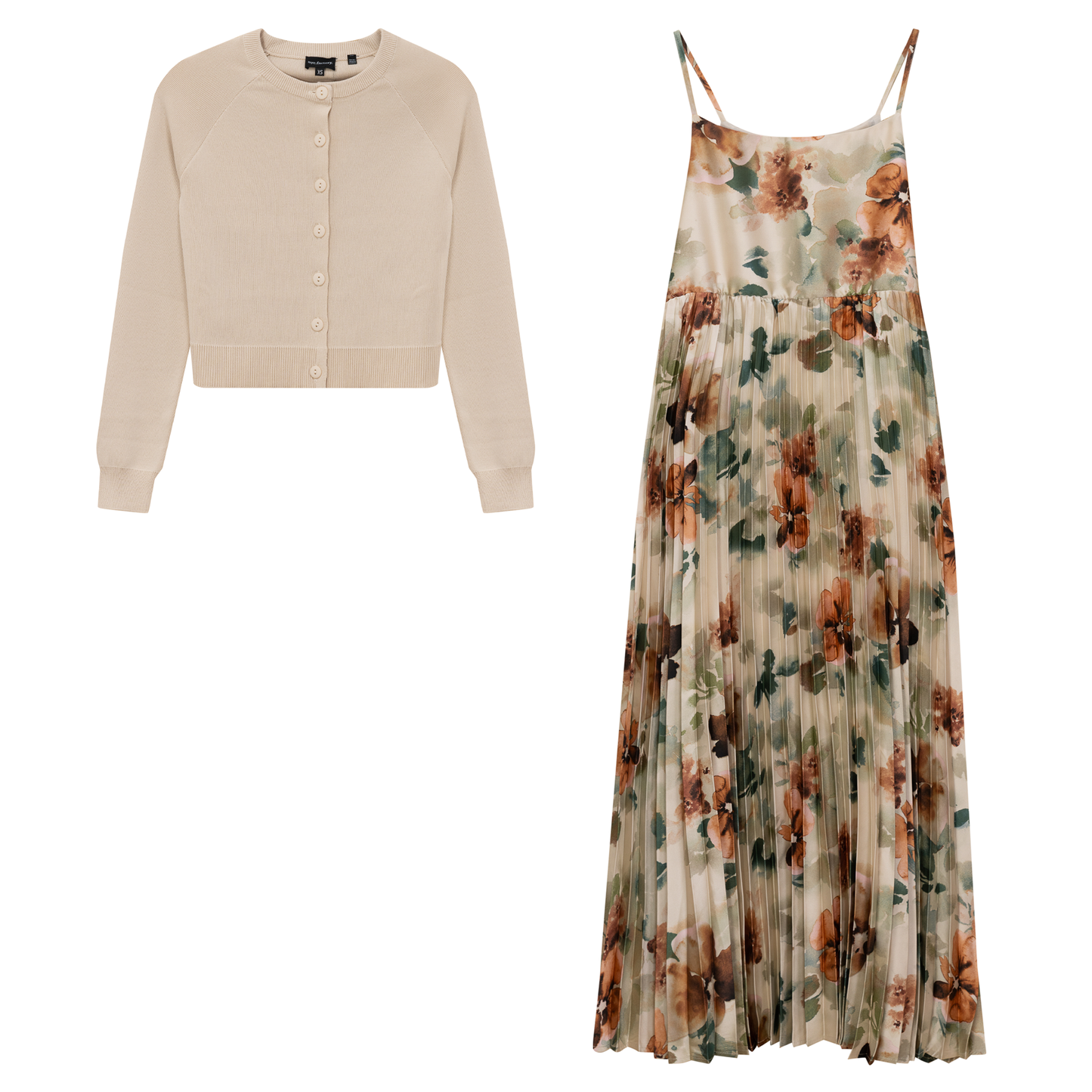 Midi Pleated Jumper Cardigan Set
