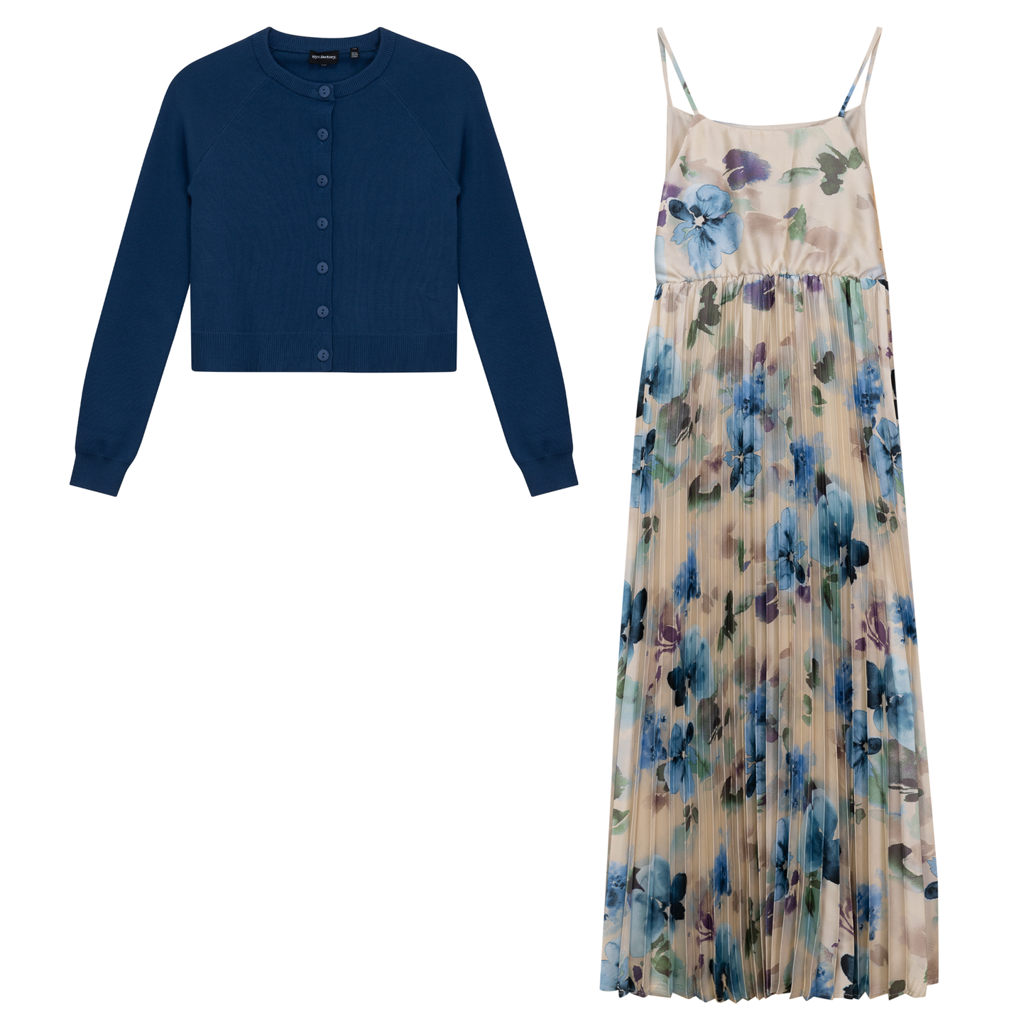 Midi Pleated Jumper Cardigan Set