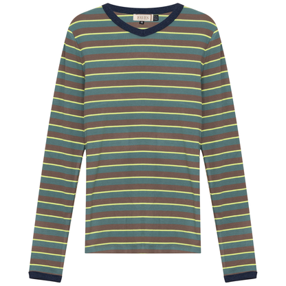 Ribbed Stripped V Neck Tee