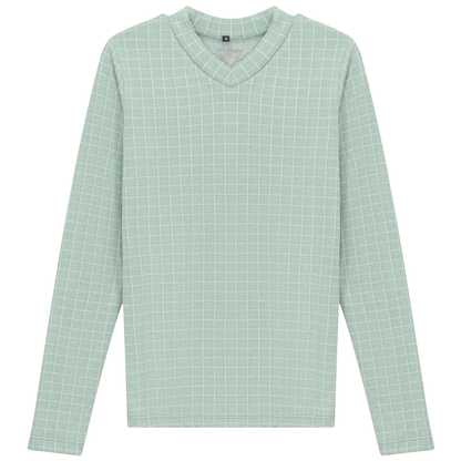 Checkered V Neck Cotton Tee
