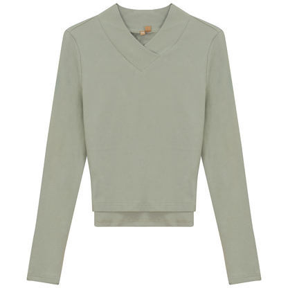 Cropped V Neck Tee
