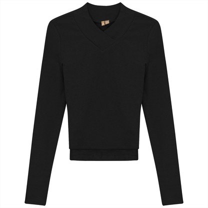 Cropped V Neck Tee