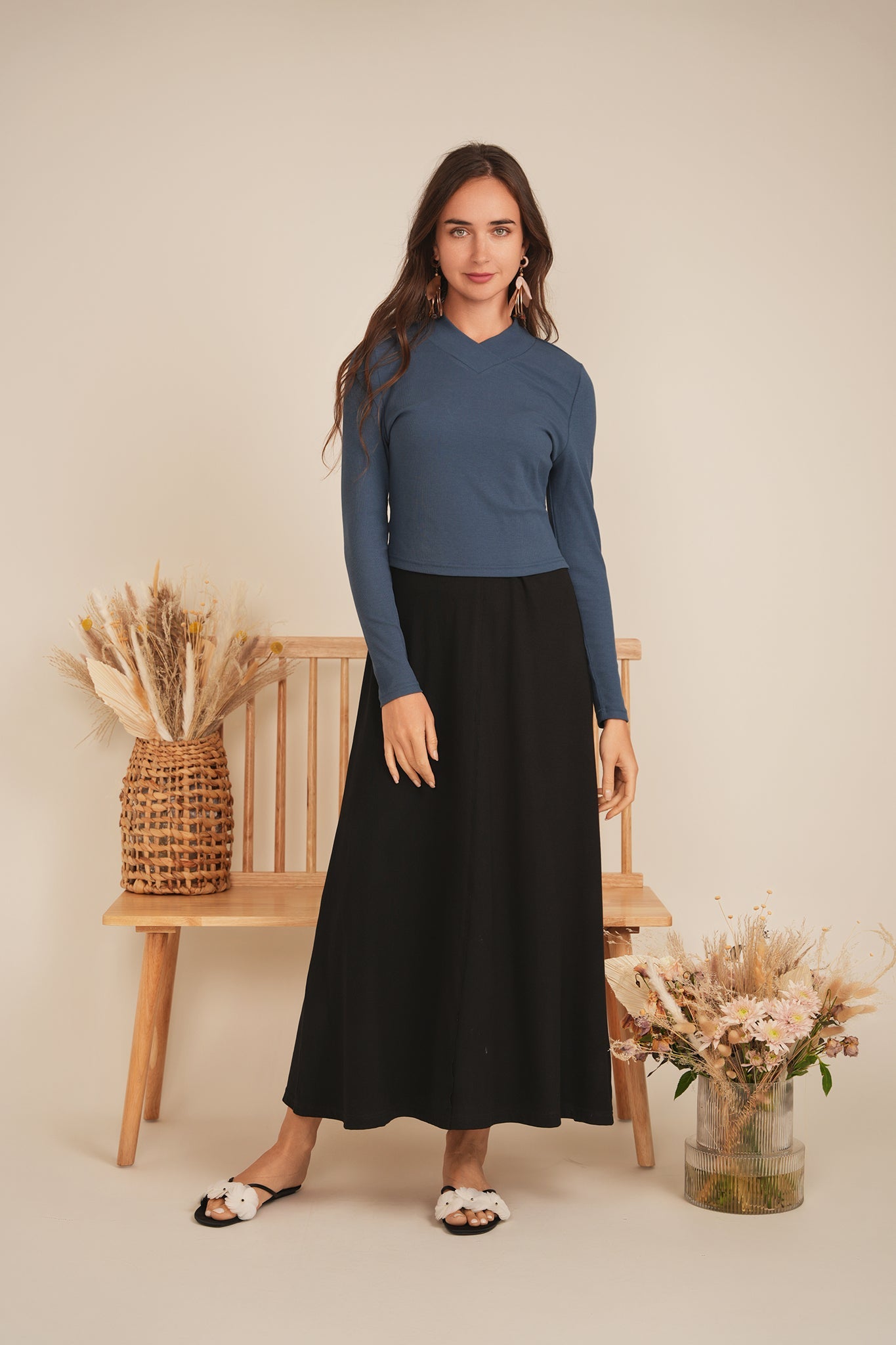 Cropped V Neck Tee