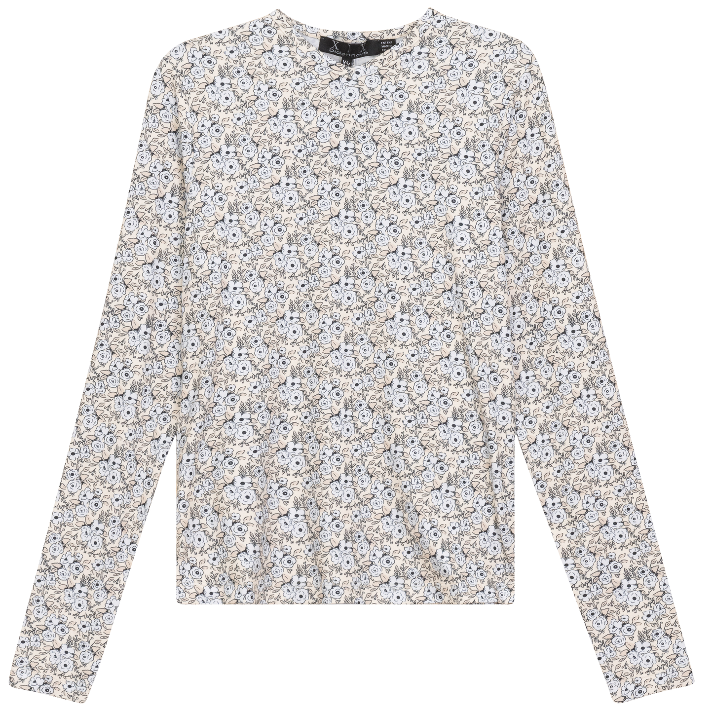 Printed V Neck Long Sleeve Tee