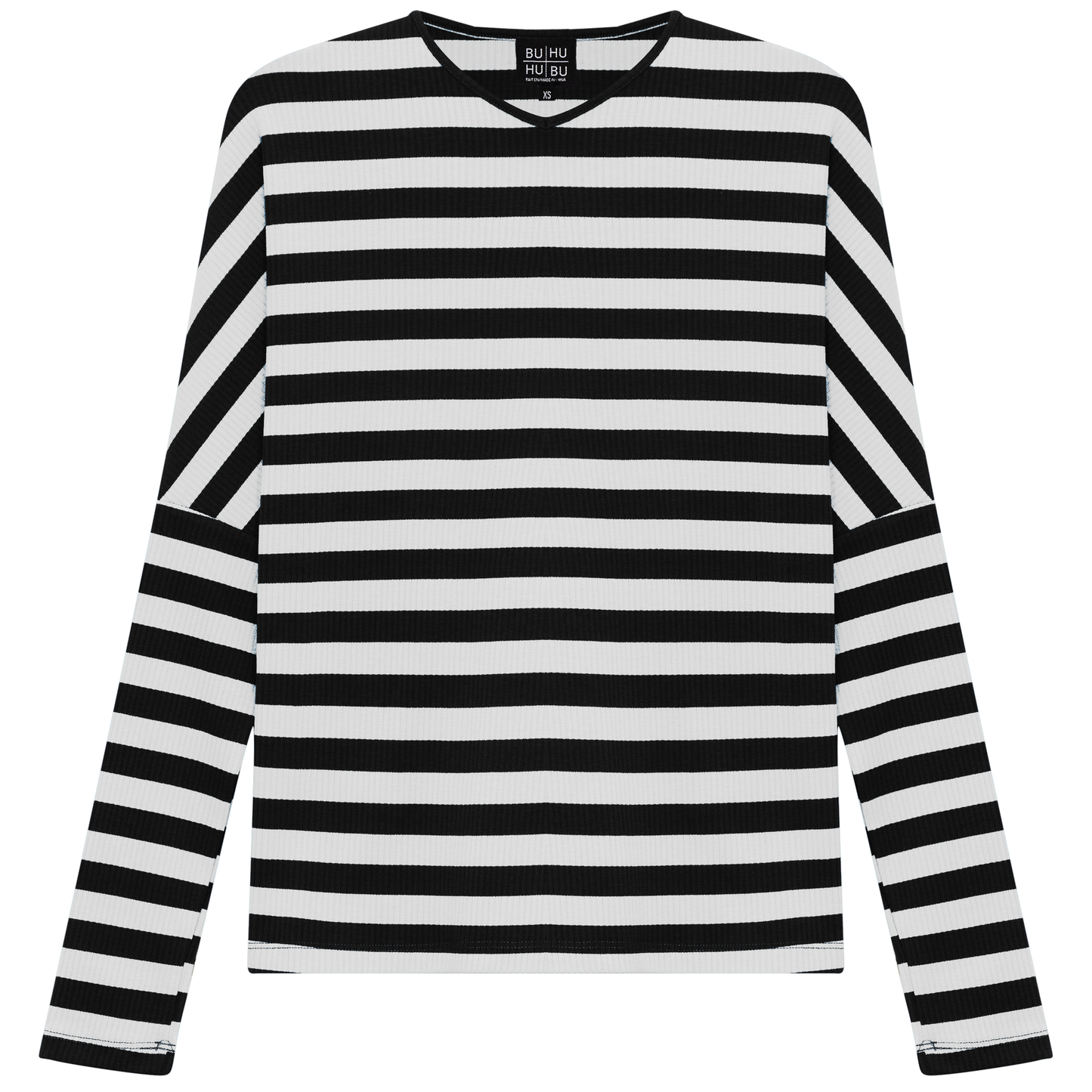 Cotton Striped V Neck Top