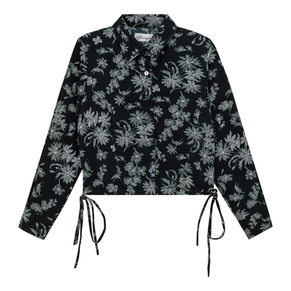 Cropped Printed Chiffon Blouse