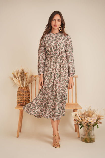 Printed Chiffon Midi Dress