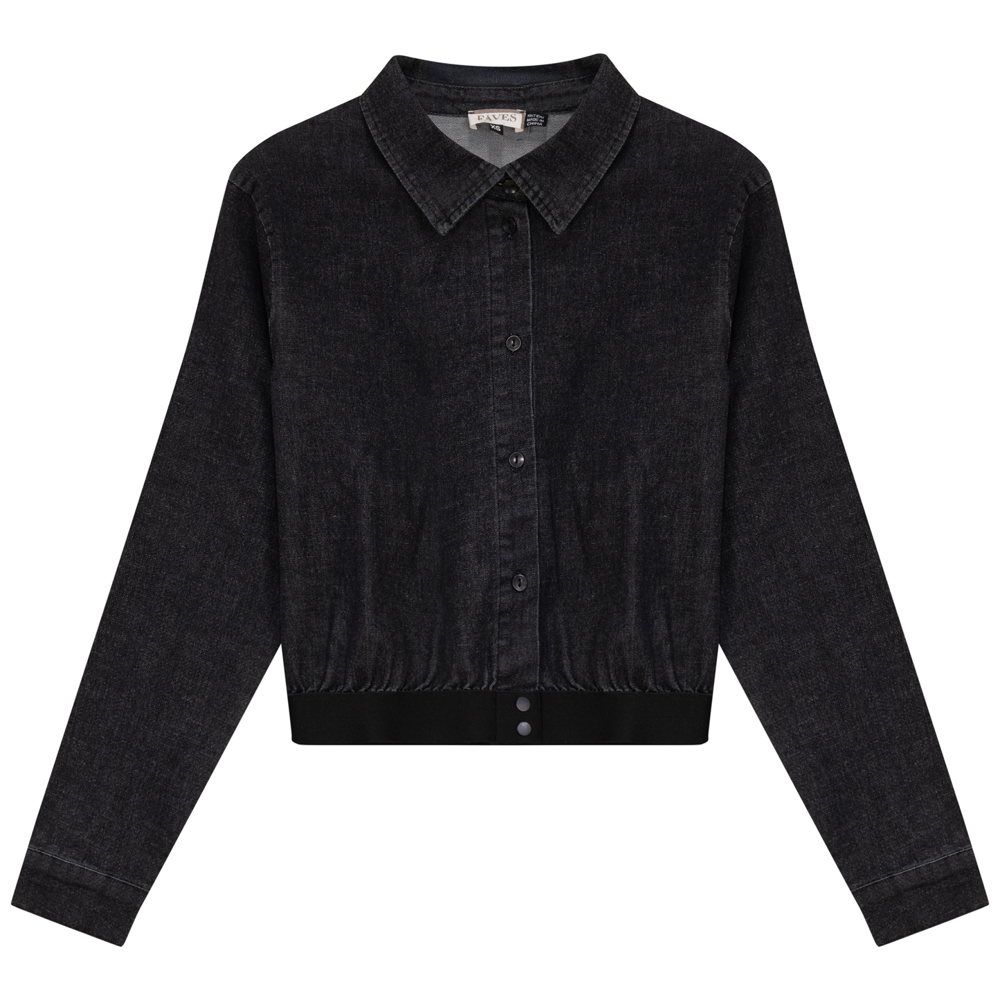 Cropped Denim Elastic Shirt