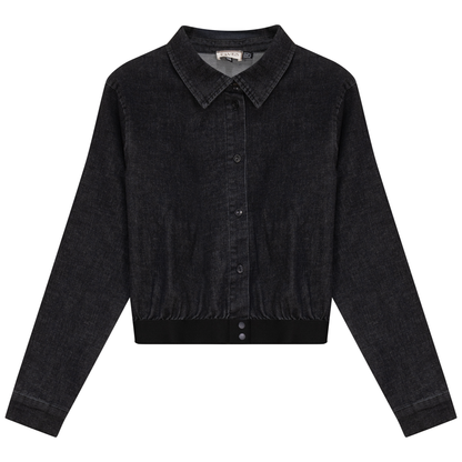Cropped Denim Elastic Shirt
