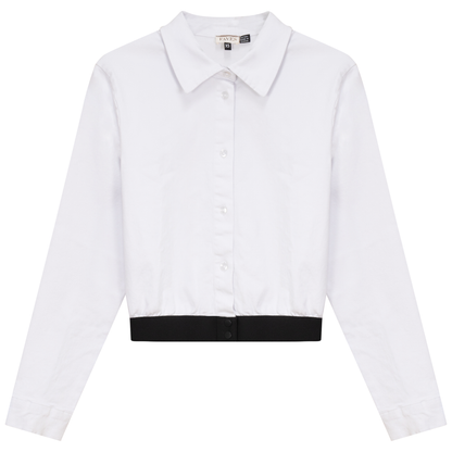 Cropped Denim Elastic Shirt
