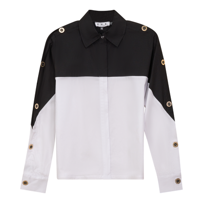 Dolman 2 Tone Button Shirt