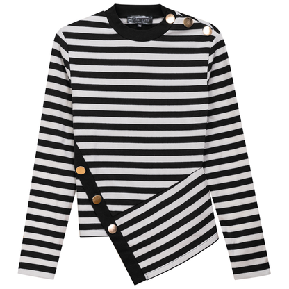 Striped Asymetric Cut Top