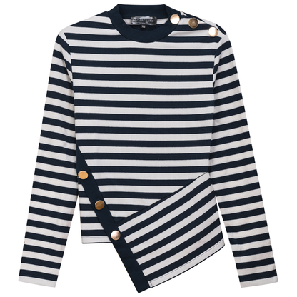 Striped Asymetric Cut Top