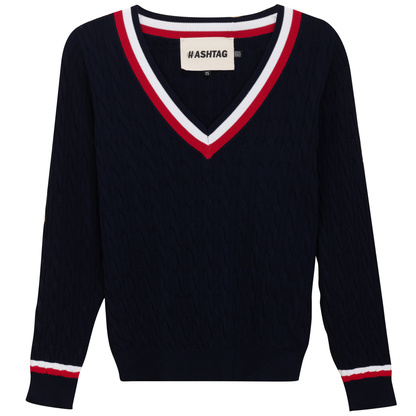 V Neck Cable Sweater