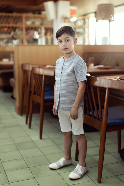 Woven Crinkle Stripe Shirt