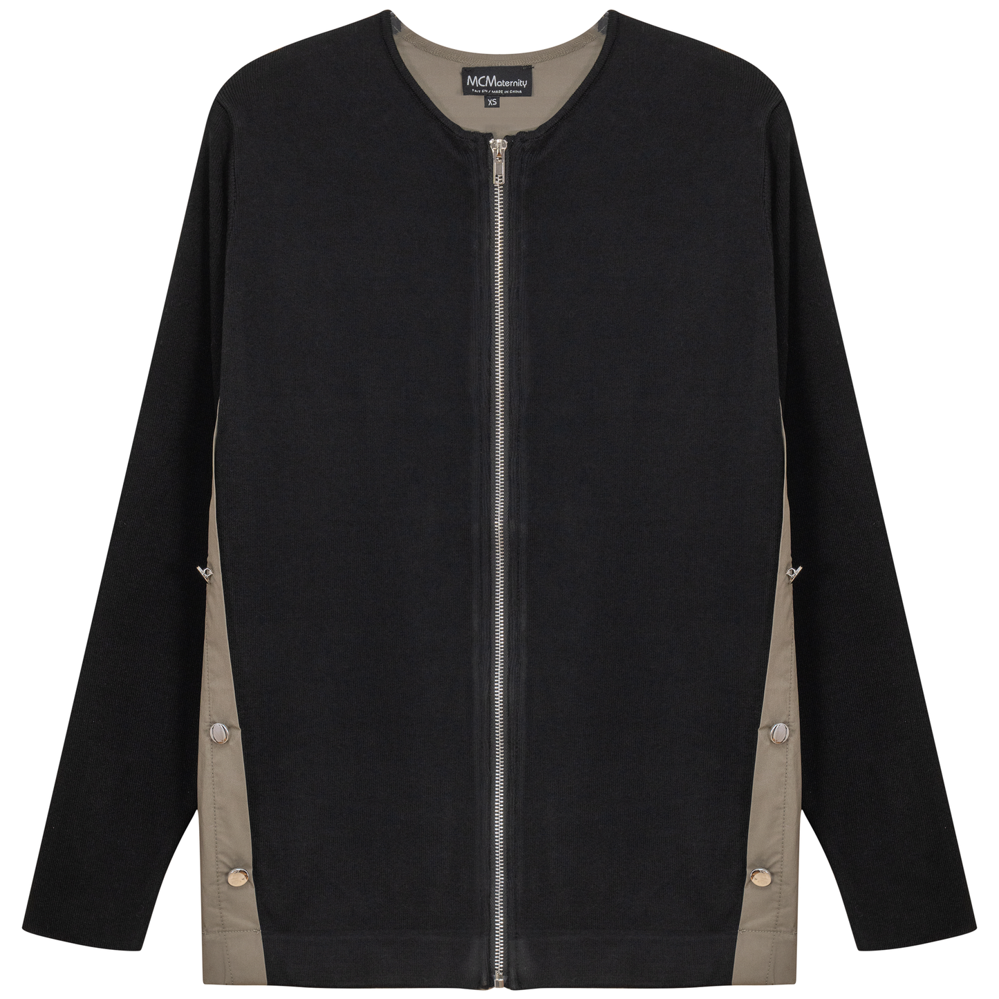 Maternity Knit Shirting Zipper Jacket