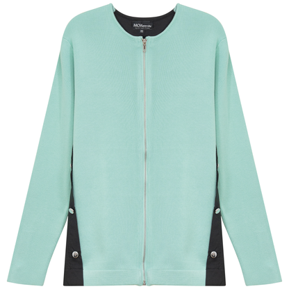 Maternity Knit Shirting Zipper Jacket