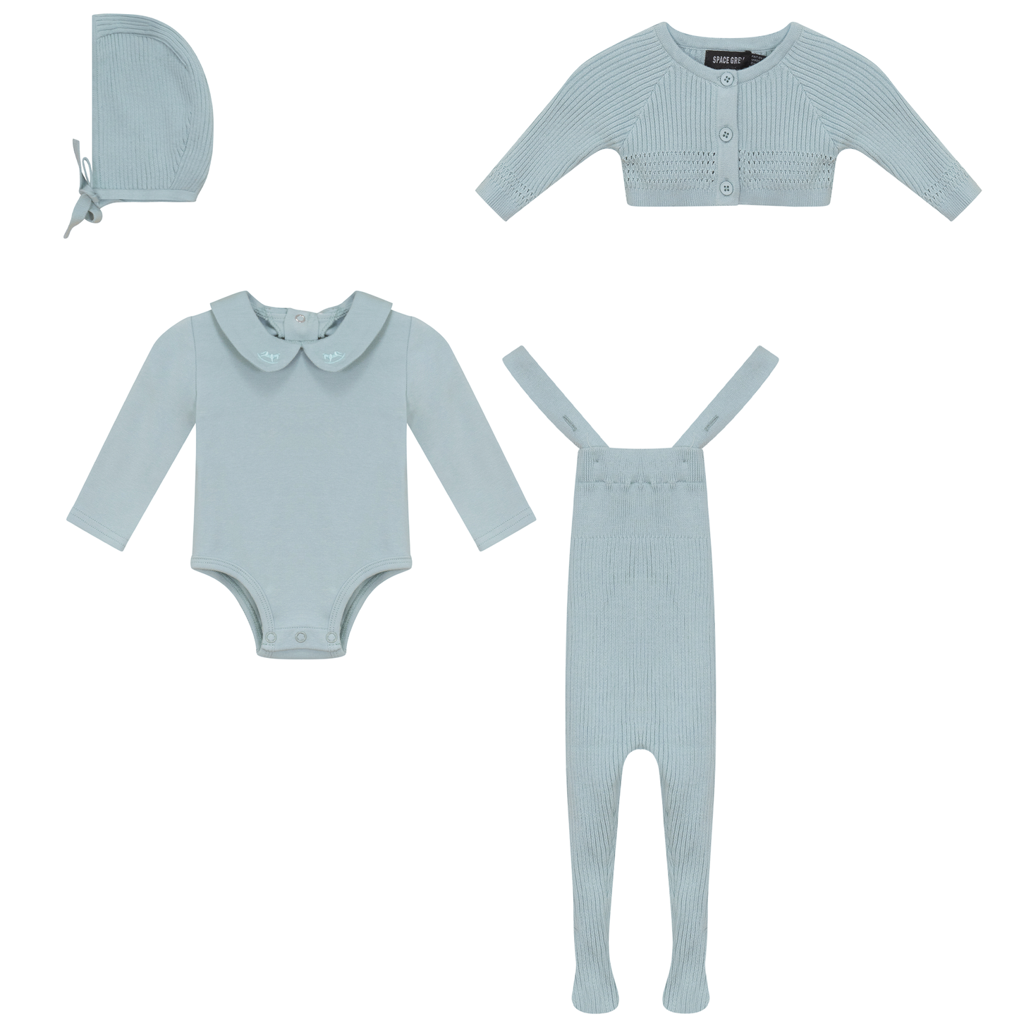Knitted Overall and Cardigan Set