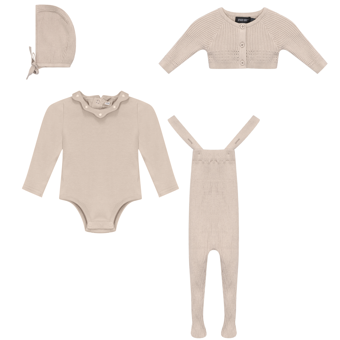 Knitted Overall and Cardigan Set