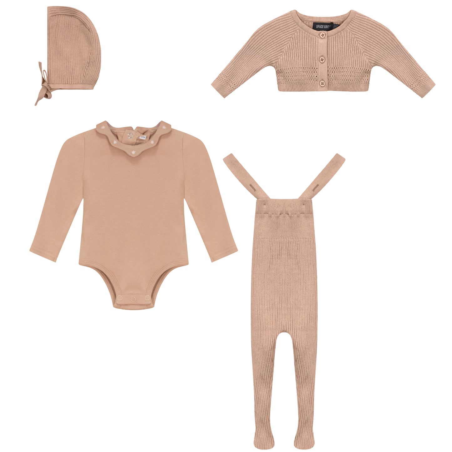Knitted Overall and Cardigan Set