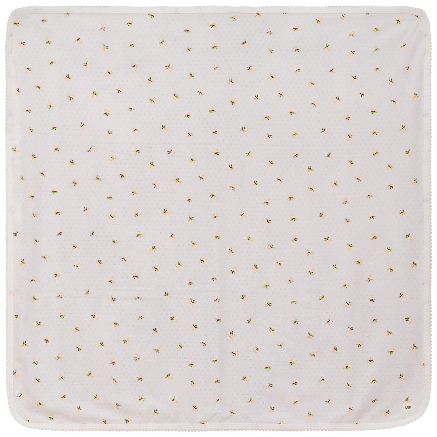 Floral Print Pointelle Blanket