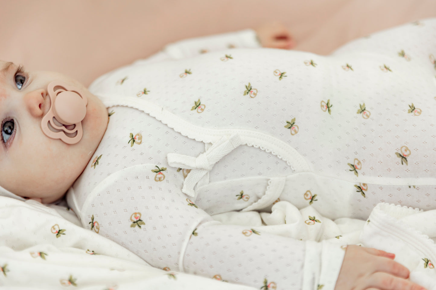 Floral Print Pointelle Blanket