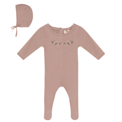 Rib Knit Stretchie and Bonnet