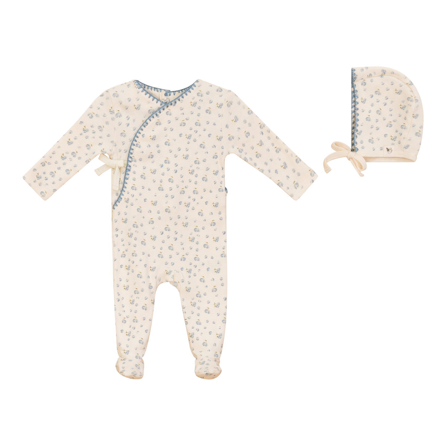 Ribbed Floral Onesie with Hat