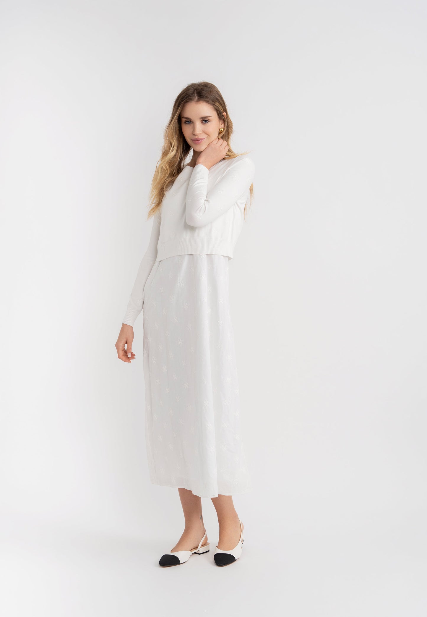 Midi Jumper with Embroidered Sweater