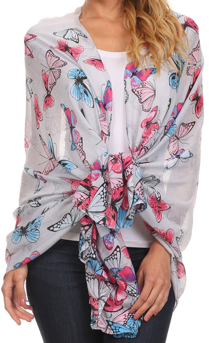 Sakkas Nichole summer gauze featherweight patterned versitile sheer scarf wrap