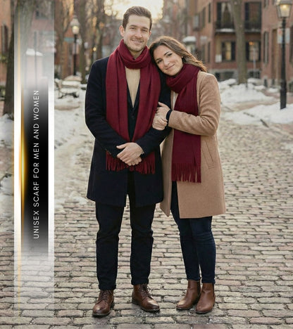 Sakkas Booker Cashmere Feel Solid Colored Unisex Winter Scarf With Fringe